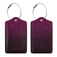 thumbnail image 3 of Honeii Dark Purple Glitter Print Leather Luggage Tag for Suitcases,ID Tags,Bag Tags for Luggage,Functional Travel Tag-1, 3 of 5