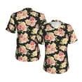 thumbnail image 3 of Yiaed Rose Flowers Print Women's T Shirt V-Neck Short Sleeve Shirt Casual Breathable Tee Summer Tops-Large, 3 of 5