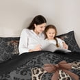 thumbnail image 4 of Castle Fairy Leopard Bow Letter T Twin Comforter Sets 3-Piece for Women,Gothic Theme Bedding Set,Black Reversible, 4 of 6