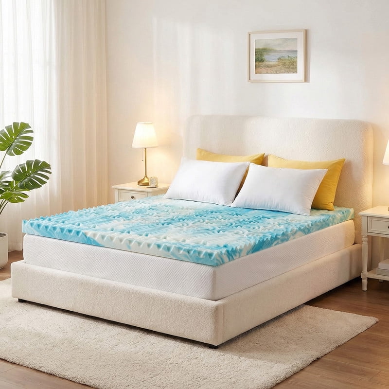 Simenmax 2 Inch TWIN Mattress Topper, Gel-Infused Memory Foam with 5-Zone Pressure Relief, CertiPUR-US Certified Bed Topper for Cool Sleep & Back Support, Blue