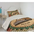 thumbnail image 2 of Ambesonne Retro Quilted Coverlet 2 Pcs, Old Sixties Car Pop Art, Twin Size, Green Red Cream, 2 of 5