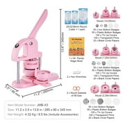 KFFKFF 3-IN-1 Button Maker, Multiple Sizes 1 +1.25 +2.28 (25/32/58mm) Badge Button Press Machine with 300pcs Button Parts, Button Maker Machine with Panda Magic Book, Ergonomic Arc Handle Punch
