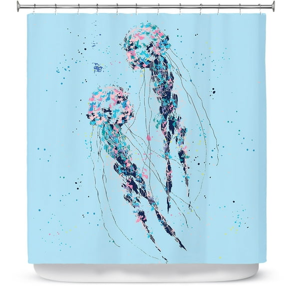 Shower Curtains 70" x 84" from DiaNoche Designs by Metka Hiti - Jellyfish Blue