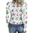 thumbnail image 4 of Christmas Sweaters for Women Long Sleeve Ribbed Knit Shirts, Graphic Merry Christmas Tree Print Holiday Xmas Tee Tops, 4 of 6
