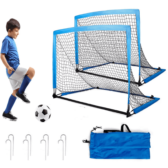 RichYa 4 Ft. Soccer Goals Portable Kids Training Net for Backyard with a Carry Bag Set of 2