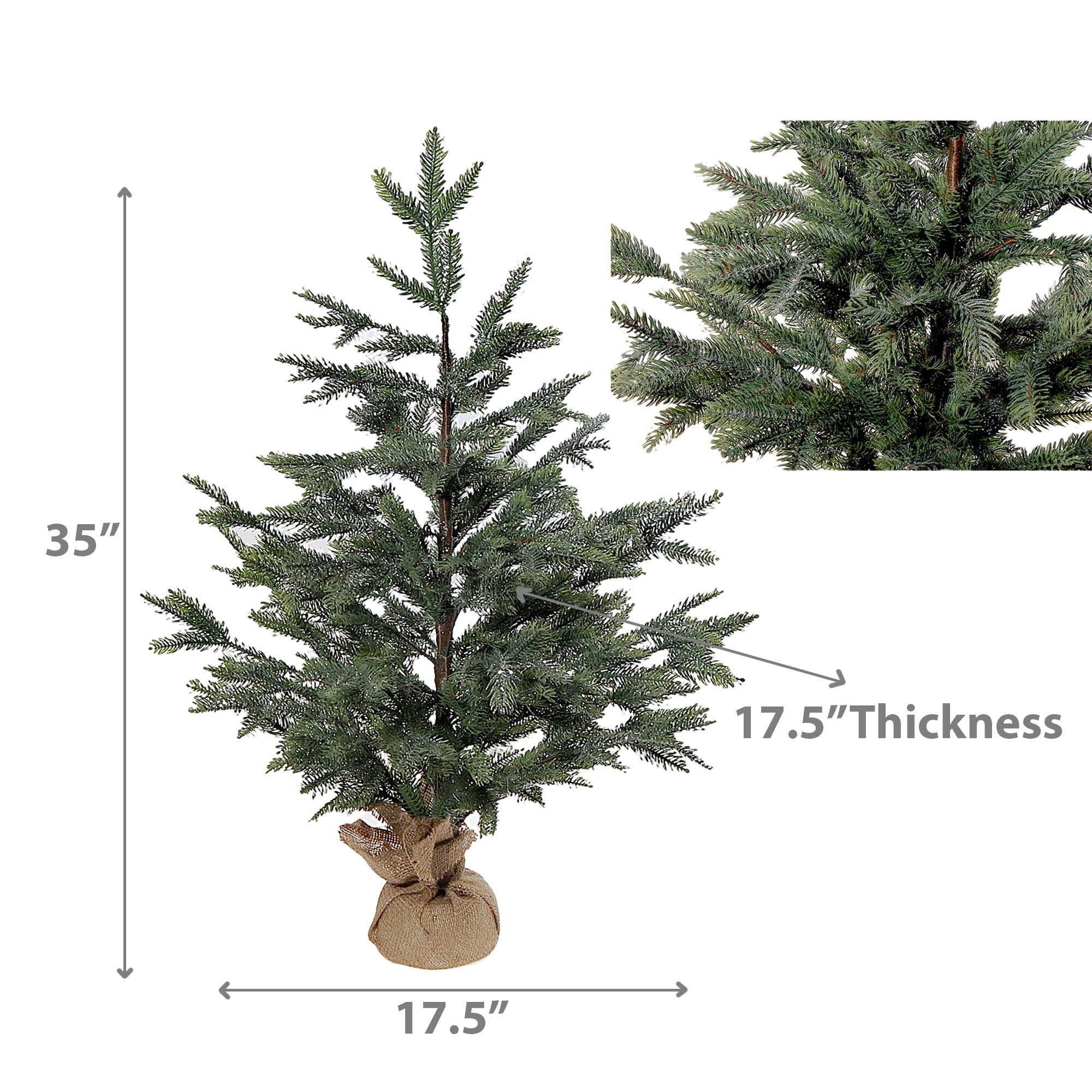 Pine Tree With Burlap Base (35") (Silver Glitter)