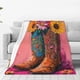 thumbnail image 1 of Fotbe Cowboy Boots With Flowers Manta de Franela Acolchonada con Estampado, Súper Suave y Esponjosa, Extra Grande para Sofá, Cama, Uso Todo el Año-60"x50", 1 of 7