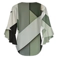 thumbnail image 6 of Vinatge Geometric Abstract Art Gray Black Green Women's V-Neck Blouse With 3/4 Ruffled Bell Sleeves Casual Top Ladies Blouses, 6 of 7