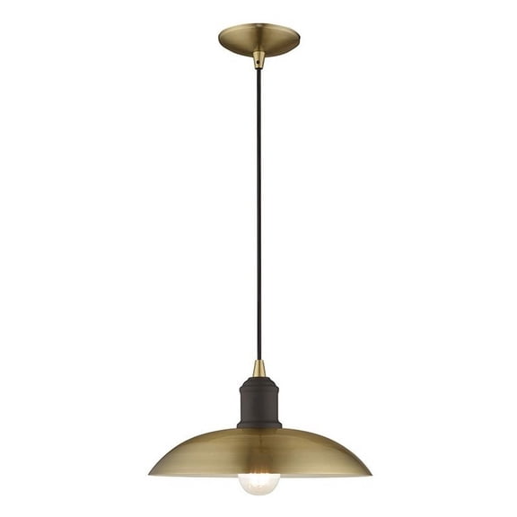 1 Light Mini Pendant in Coastal Style 12.5 inches Wide By 11.25 inches High-Antique Brass Finish Bailey Street Home 218-Bel-3110409
