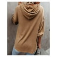 thumbnail image 5 of Women V Neck Long Sleeve Henley Shirts Button Down Sweatshirts&nbsp;Hoodies Tunic Tops With&nbsp;Drawstring Khaki Large Size, 5 of 5