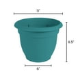 thumbnail image 4 of Bloem Ariana 11" x 11" x 8.5" Round Bermuda Teal Plastic and Resin Plant Planter Easy knockouts, 4 of 6