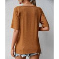 thumbnail image 4 of Camisa de manga corta con cuello en V de encaje para mujer, moda de verano, informal, adelgazante, blusa de manga corta de verano para mujer, naranja S, 4 of 8