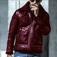 thumbnail image 2 of Mens Winter Coats Vintage Faux Leather Sherpa Lined Bomber Jacket Casual Warm Turn-Down Collar Thick Fleece Jackets Overcoat, 2 of 6
