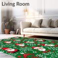 thumbnail image 2 of ODIKA 2'x3' Machine Washable Non-Slip Area Rug, Whimsical Santa Claus and Snowflake Interlocking Yuletide Decorative High Traffic Rug, Green, 653980, 2 of 7
