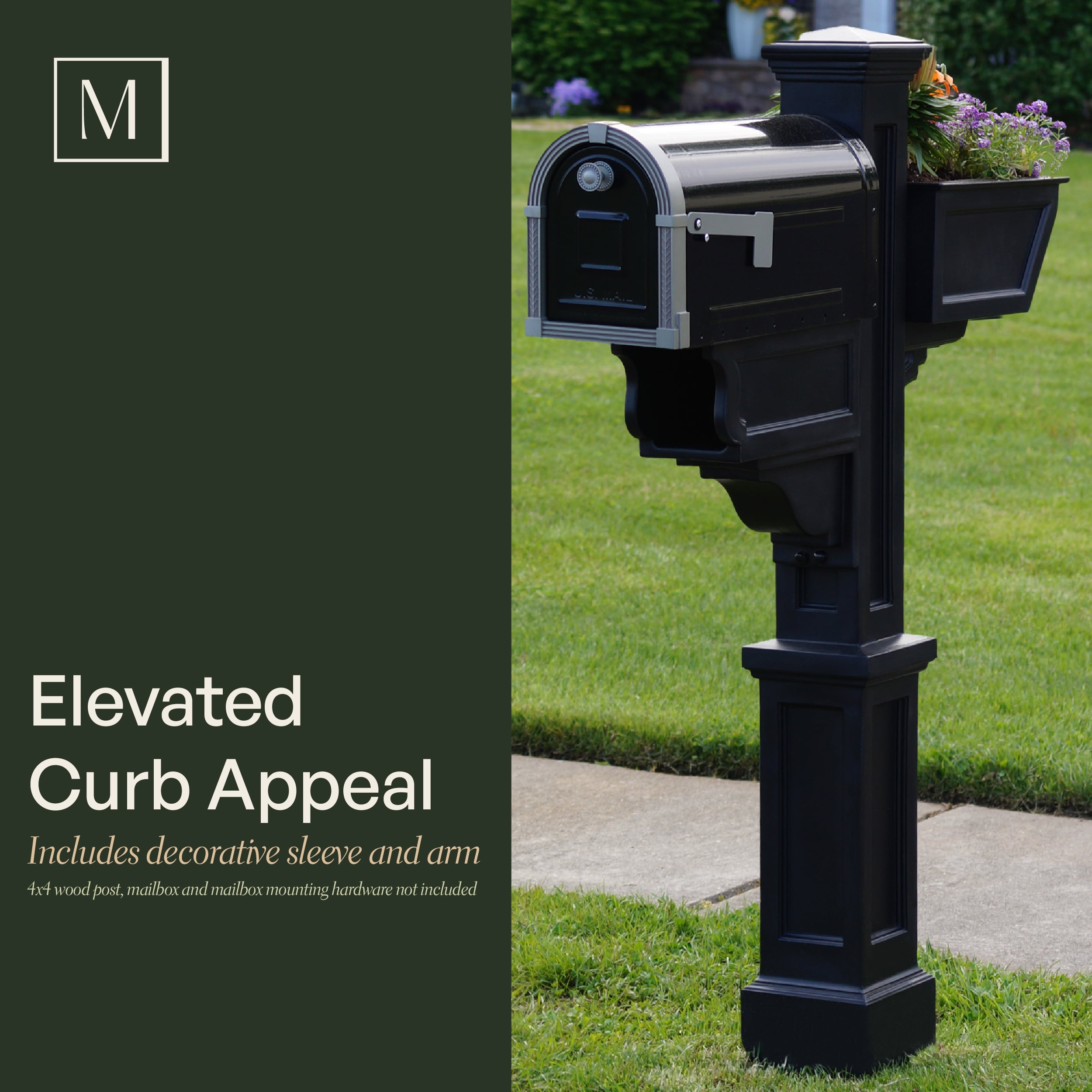 Mayne Signature Plus Mailbox Arm Mount Black Plastic Mailbox Post