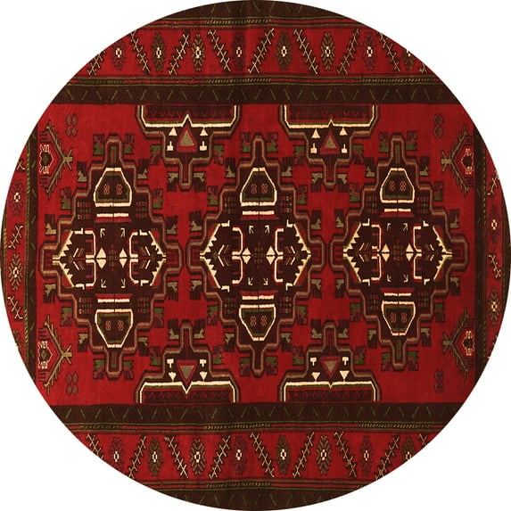 Ahgly Company Machine Washable Indoor Round Persian Orange Traditional Area Rugs, 8' Round