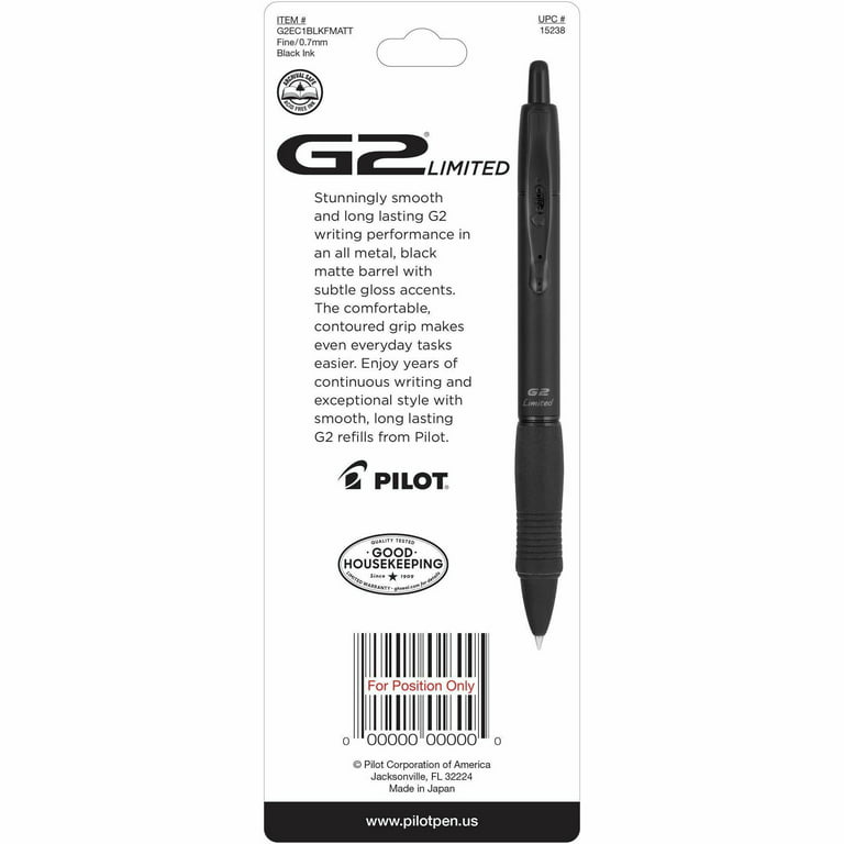 Pilot G2 Retractable Gel Ink Pens Fine Point 0.7 mm Black Barrel