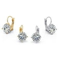 thumbnail image 6 of 14K Gold Plated Bold 7 CTW Solitaire CZ Leverback Earrings in Yellow, Rose or White Gold for Woman, 6 of 7