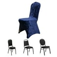 thumbnail image 2 of Efavormart Navy Blue Crushed Velvet Spandex Stretch Banquet Chair Cover With Foot Pockets, Fitted Wedding Chair Cover - 190 GSM, 2 of 5