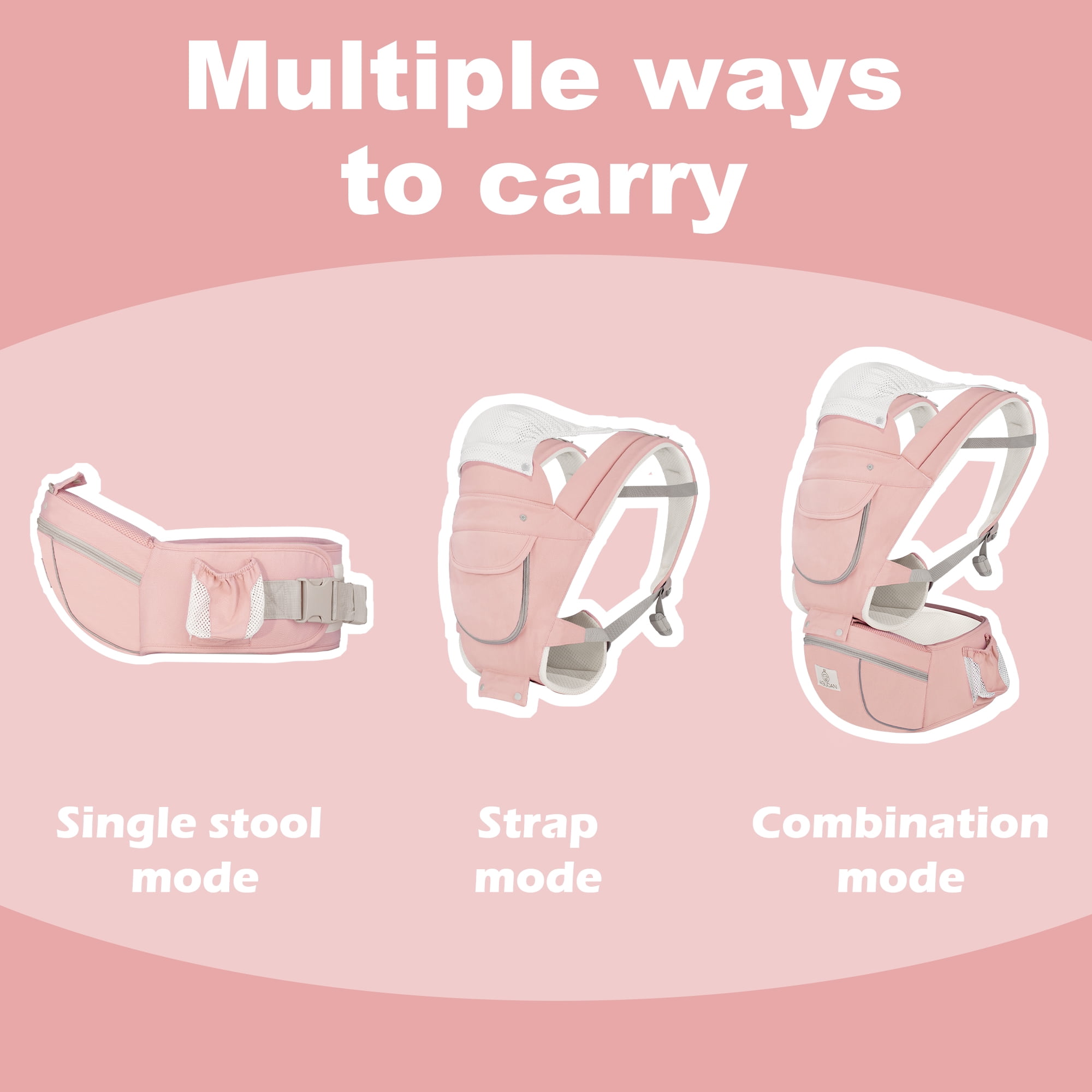 AGUDAN Baby Carrier with Hip Seat, 6 in 1 Ergonomic Unisex Waist Stool, 0-36 Months