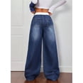 thumbnail image 2 of Pantalones vaqueros de pierna recta for mujer, elegantes, de talle alto, elásticos, holgados, estrechos, de pierna ancha, 2 of 7