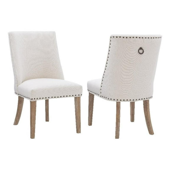 Linon Hale Wood Dining Chairs Set of Two in Natural Beige