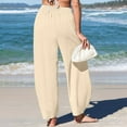 thumbnail image 6 of BLVB Womens Baggy Wide Leg Pants Casual Elastic Waisted Palazzo Harem Pants Boho Beach Vacation Outfits with Pockets, 6 of 6
