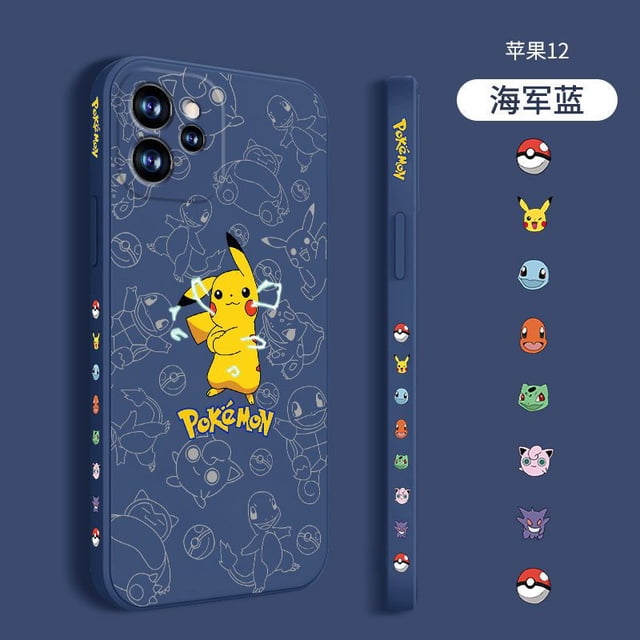 Kawayii Pikachu Funda de teléfono para Apple 13 Pro Pokemon, lente de silicona, todos los paquetes, 13, 12, 11, xsmax, 78plus, Funda suave Fivean unisex