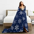 thumbnail image 4 of Winter Snowflakes Blue Fleece Blanket Lightweight Ultra-Soft Christmas Throw Blanket for Sofa Couch Bed Camping Travel - Super Soft Cozy Microfiber Blanket 50"X40", 4 of 8