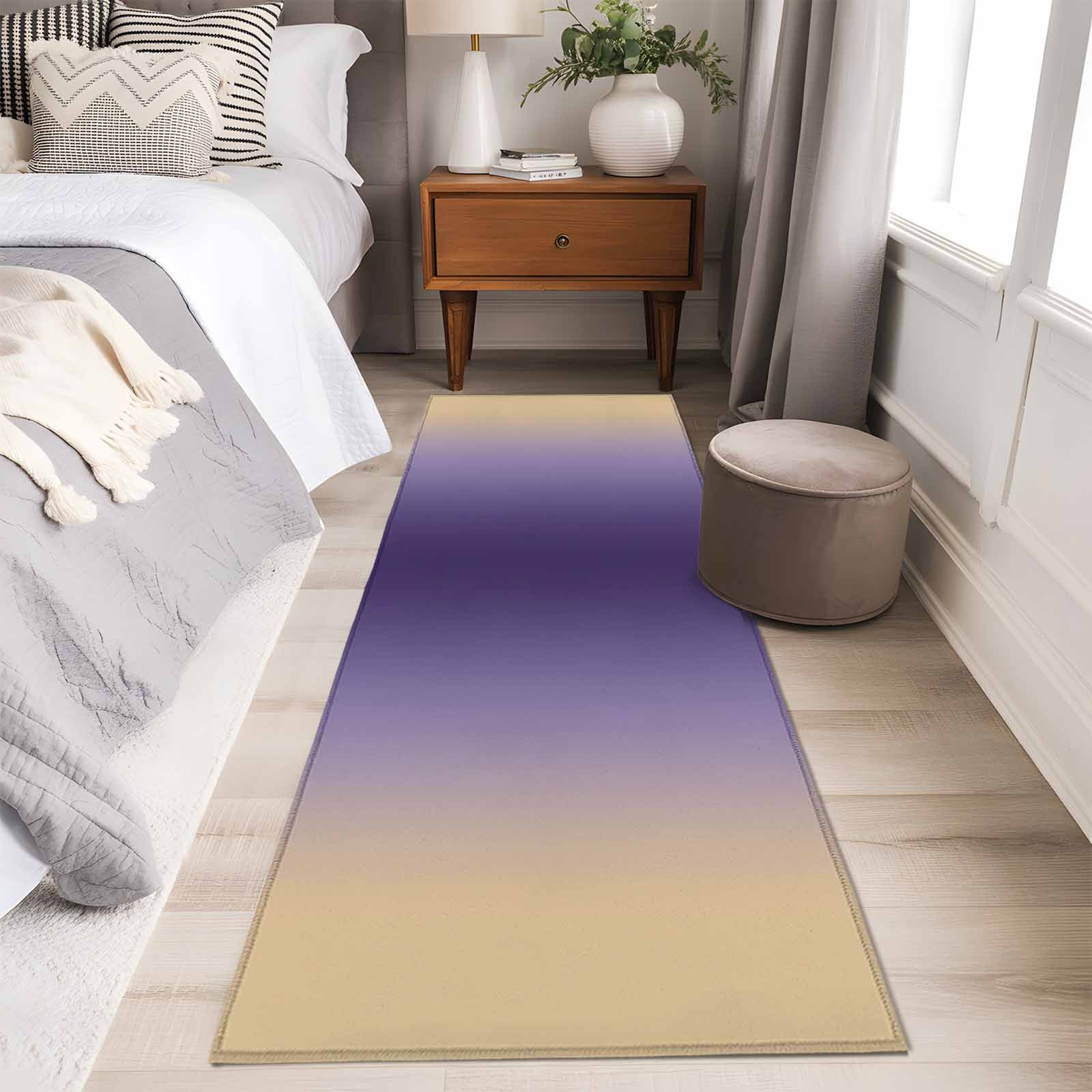 Purple Yellow Ombre 2'x6' Runner Rugs for Hallway Kitchen Bedside Non Slip Washable, Farmhouse Modern Gradient Art Entryway Rug Runners with Rubber Backing, Long Carpet Runner for Laundry Room
