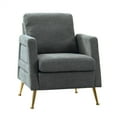 thumbnail image 2 of Single Sofa Chair, Upholstered Tufted Accent Chair with Golden Metal Legs, Comfy Armchair Club Chair Reading Chair with Paded Seat, Modern Leisure Chair for Living Room Bedroom Aparement, Gray, 2 of 7