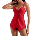 thumbnail image 5 of Womens Tankini Push Up Tummy Control Swimsuit Knot Front Bathing Suit Red M, 5 of 6
