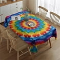 thumbnail image 2 of Colorful Tie Dye Floral Mandala Rectangle Tablecloth 60"x84",Waterproof Polyester Rectangle Table Cloth, Wipeable Spillproof Polyester Tablecloth for Dining, Camping, Indoor and Outdoor, 2 of 5
