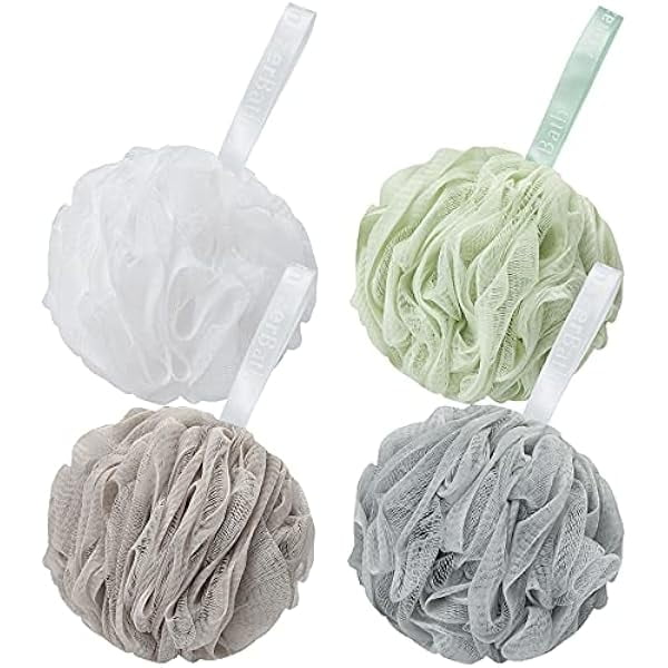 wonima11 Loofah Sponge 75g/Piece, Exfoliating Bath Sponge Body Scrubber - Loofa Set of 4 Neutral Colors (Large)