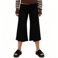 thumbnail image 6 of Zulora Women's High Waisted Wide Leg Capri Pants Stretchy Soft Yoga Trousers Fold Over Waist Casual Cropped Culottes for Summer, 6 of 9