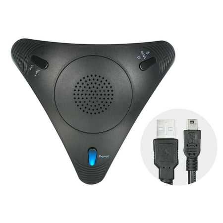 MIXFEER USB Conference Computer Microphone VOIP Omnidirectional Desktop Wired Microphone Built-in Speaker Support Control Mute Function Plug & for PC Laptop Office Meeting Video Conference Recordi