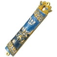 thumbnail image 3 of Matashi Hand Painted Mezuzah Gold Plated and Crystals (Blue Enamel Mezuzah Jerusalem City) Home Door Wall Decor Home Décor Jewish Holiday Housewarming Present House Blessing Gift for Holiday Festival, 3 of 7