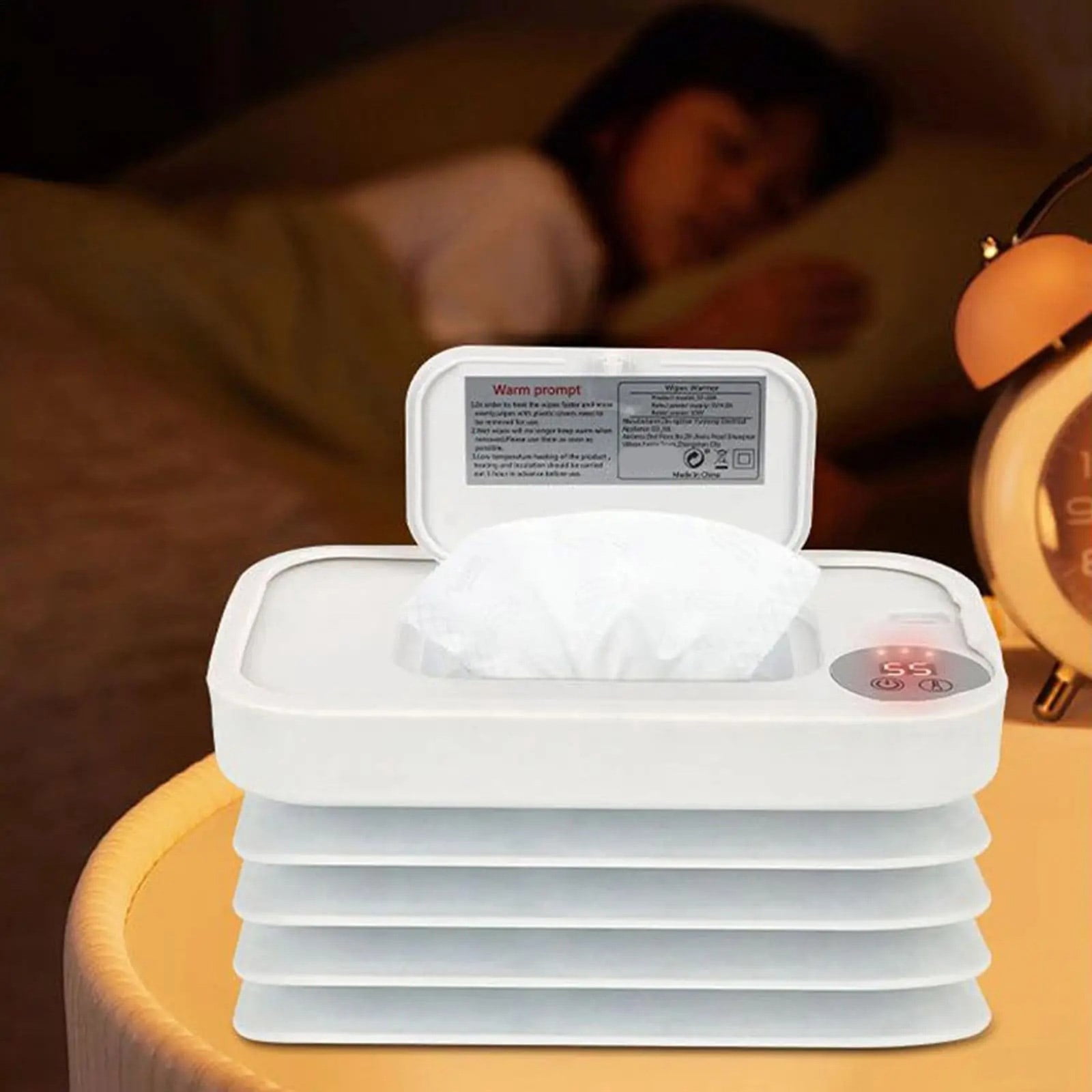 Foldable Infant Wet Wipe Warmer Heating Systems 3 Heat Modes High Capacity Storage Safe Plastic Construction