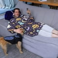 thumbnail image 3 of Wearable Oversized Blanket,Colorful Halloween Pattern Wearable Blanket Hoodie for Adults,Cozy Hooded Blankets with Super Pockets,Super Warm Fuzzy Pullover for Women & Men, 3 of 6