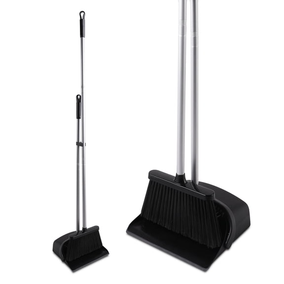 Eyliden 52" Long Handle Broom and Dustpan Set, Black