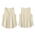thumbnail image 7 of Craaazy Womens Sleeveless Tank Tops Plus Size, Solid Color Loose V Neck Cotton Linen Sleeveless Button Down Shirts, Eyelet Detail Sleeveless Tops for Women Daily Street & Office Wear, 7 of 7