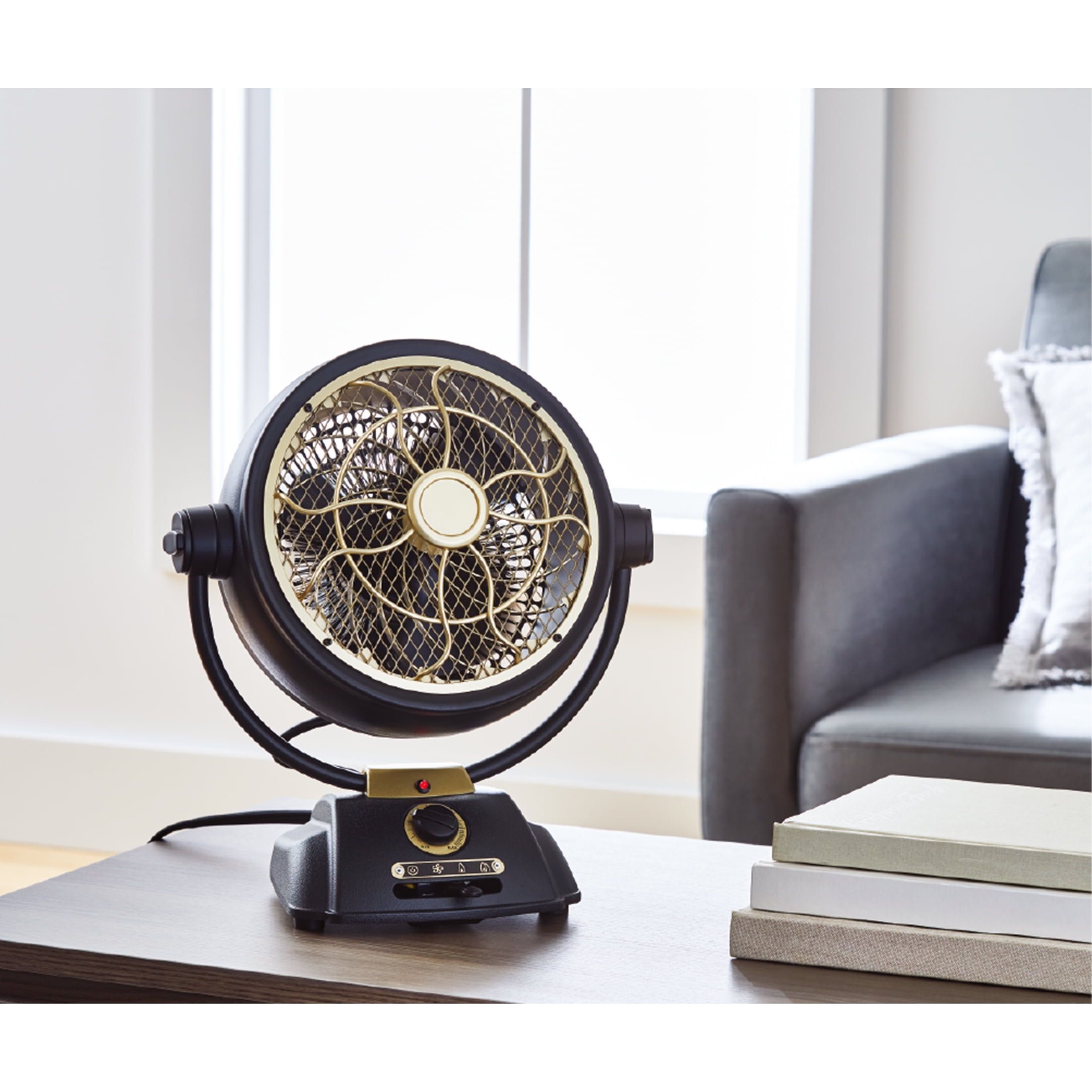 Better Homes & Gardens New Retro Tabletop Heater Black & Brass Finish