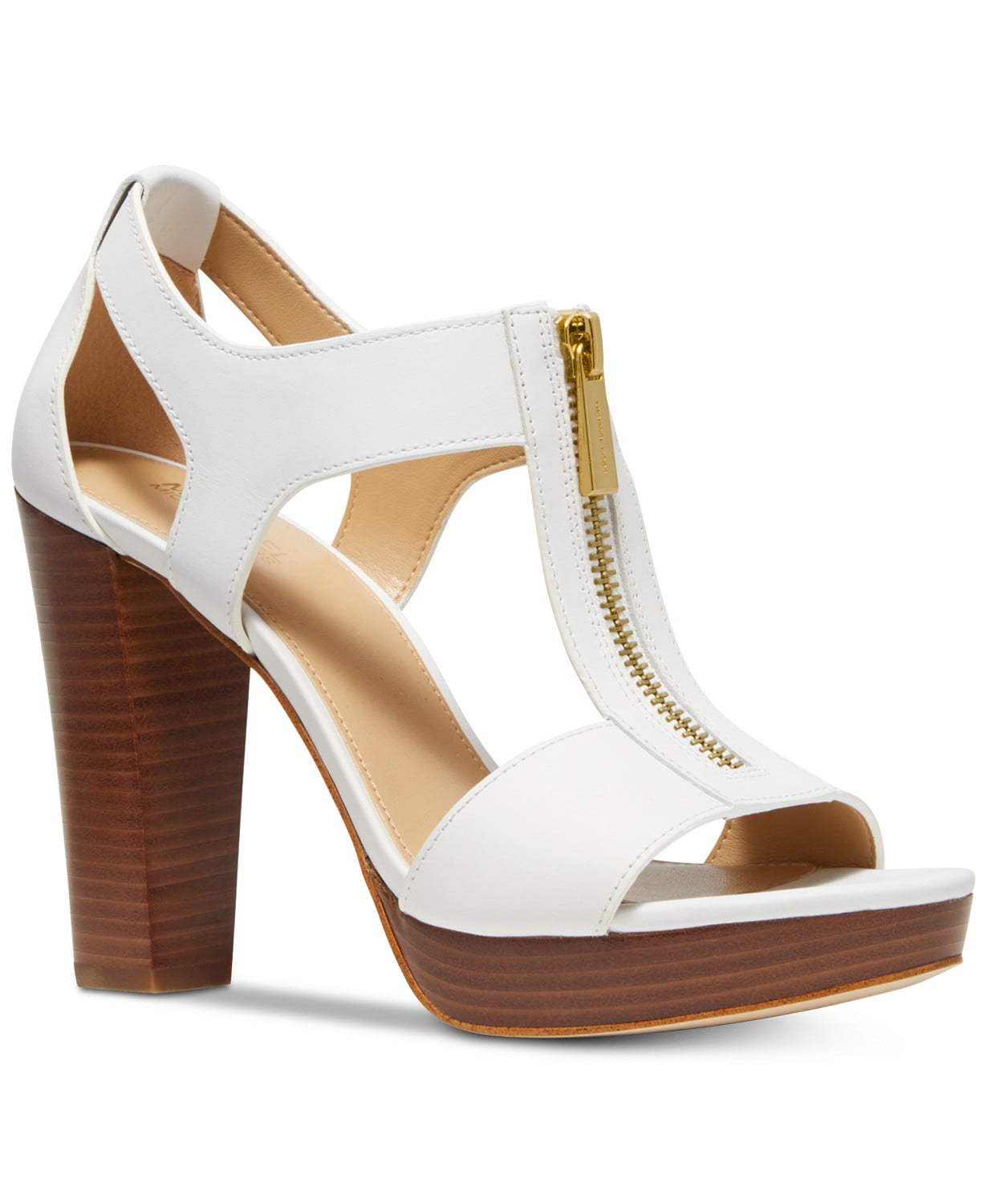 hoofd Uitputten in de tussentijd Michael Kors MK Women's Berkley Leather Platform Dress Sandals Shoes Optic  White (7) - Walmart.com