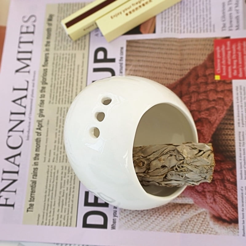 Minimalist White Egg Palo Santo Holder - Ceramic Incense Burner with Ash Catcher, Modern Dome Design Palo Santo Holder Stick Holder for Smudging, Meditation, Yoga & Contemporary Home Decor