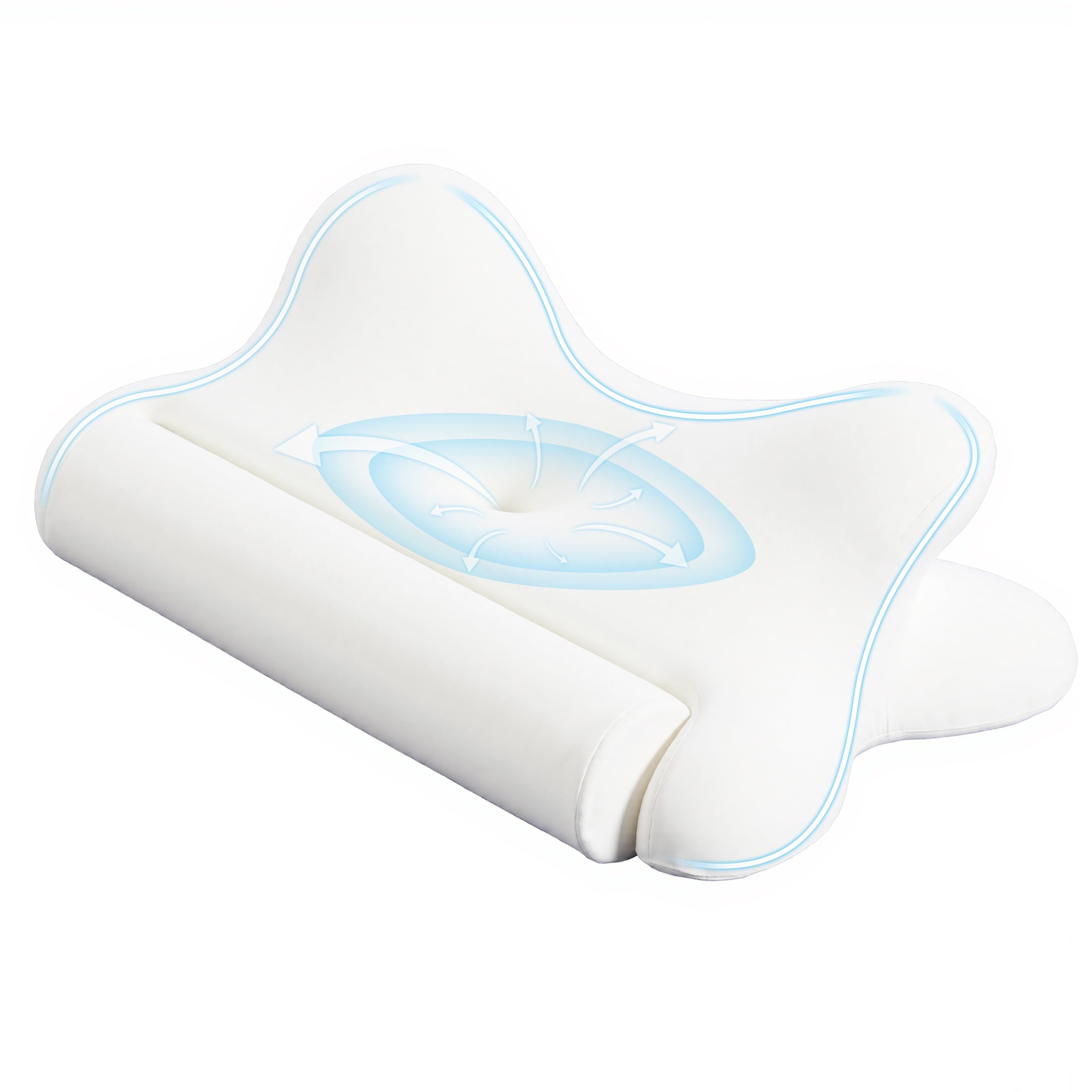 EDX Queen Size Cervical Pillows Memory Foam Bed Pillow for Neck Pain Relief- Removable Cover,White