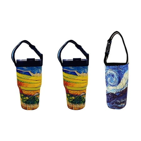 

3pcs Tumbler Carrier Holder Reusable 30oz Coffee Mug Insulated Mug Bag Pouch for Outdoor Travel Field Blue