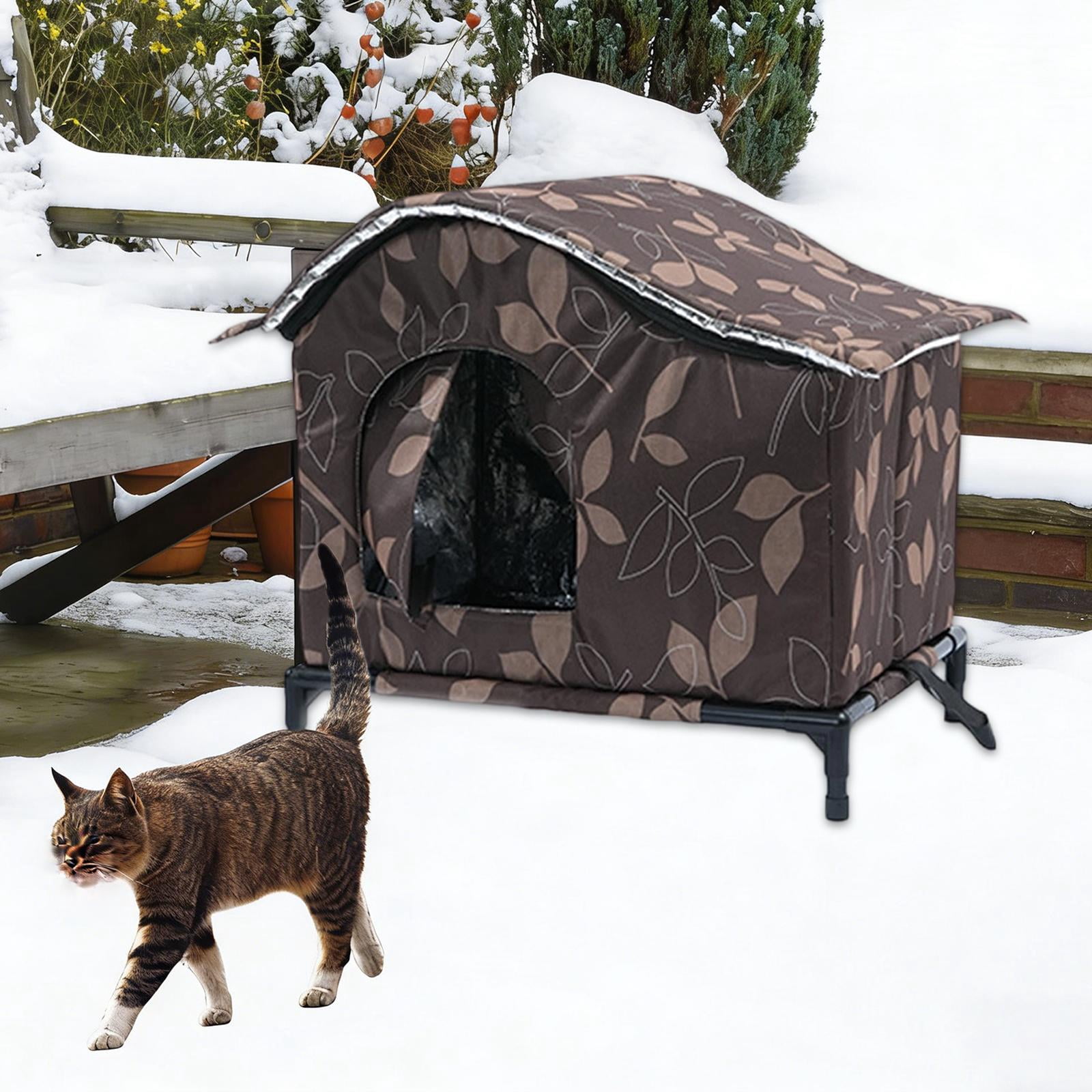 Bothyi Outdoor Cat Enclosure Waterproof Insulated Oxford Cloth Pet House with Windproof 50cmx39cmx46cm