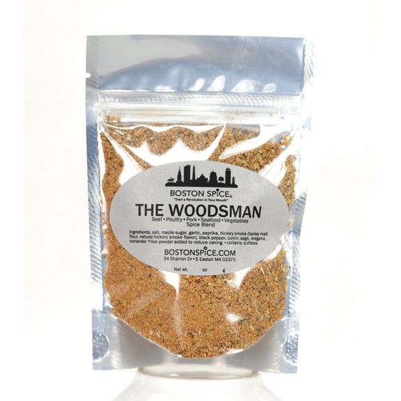 Boston Spice The Woodsman Seasoning Blend Meat Steak Beef Pork Poultry Chicken Turkey Seafood Fish Vegetables Dry Rub Smoker Smoked Grilled Baked BBQ Roasted Barbecue 1/4 Cup Spice wt.1.5oz/44g