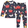 thumbnail image 2 of Apple and Butterfly Pattern Cotton Pajamas 2 Piece Set Sleepwear Soft and Comfortable Homewear Nightwear, 2 of 7