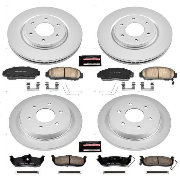 PowerStop Front and Rear Geomet Coated Brake Rotor and Pad Kit Fits: NISSAN Select Models CRK5822